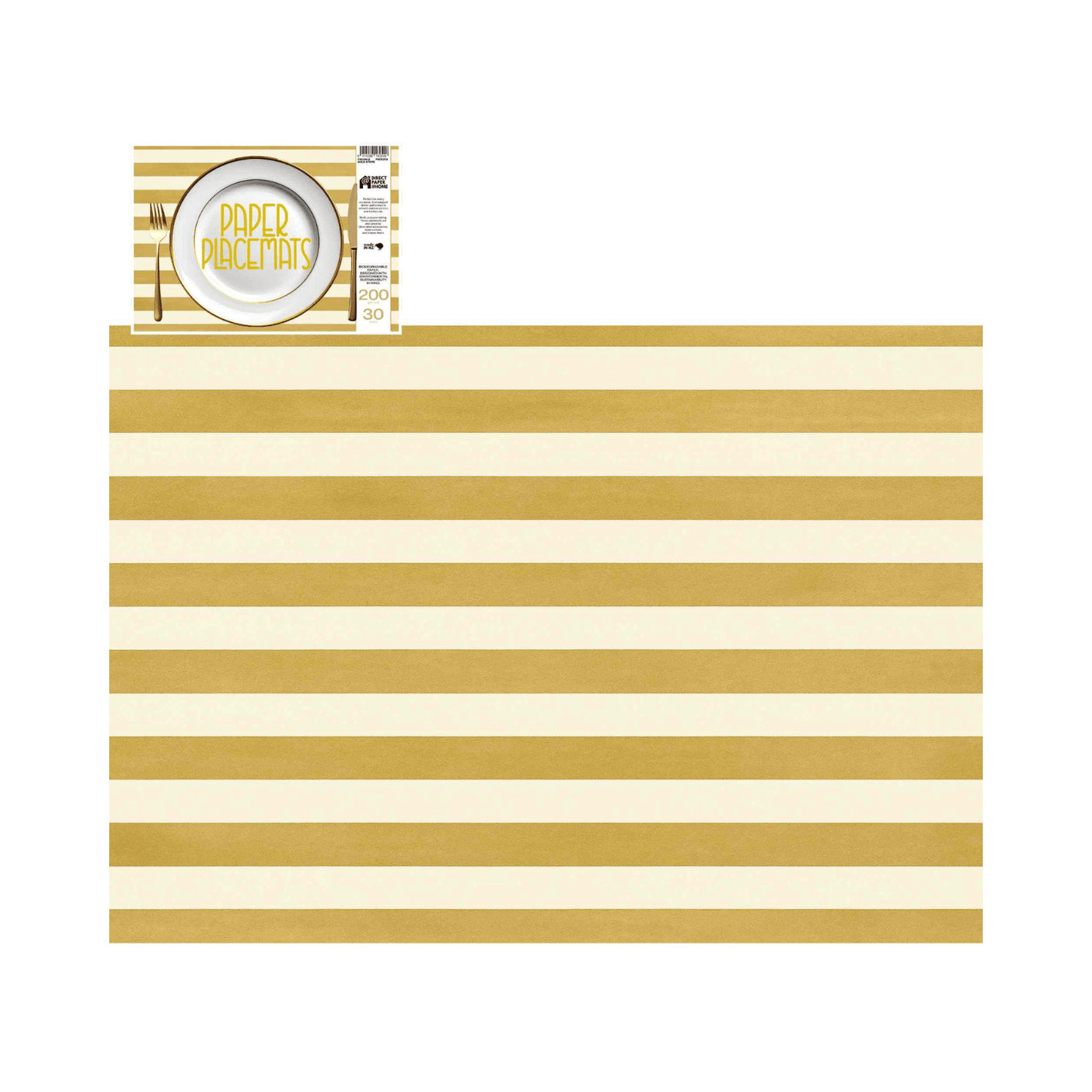 Direct Paper Cream & Gold Stripe Paper Placemats Pack of 30