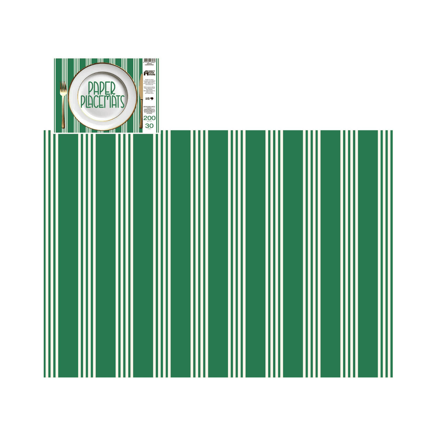Direct Paper Emerald Stripe Paper Placemats Pack of 30