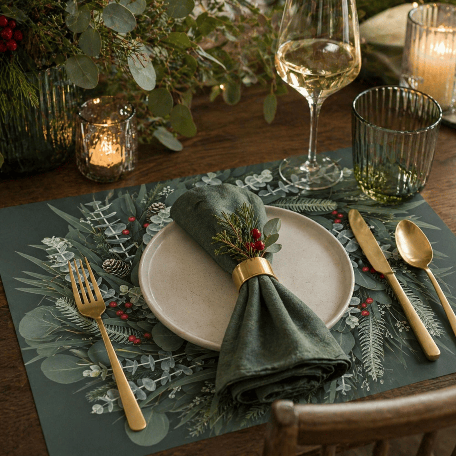 Direct Paper Eucalyptus Wreath Paper Placemats Pack of 30