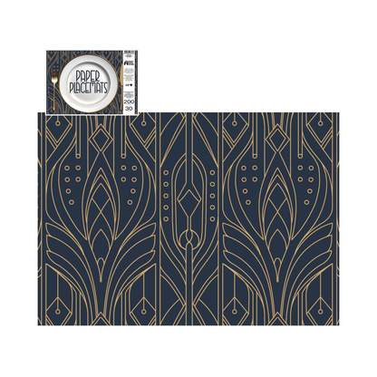 Direct Paper Gold on Navy Art Deco Paper Placemats Pack of 30