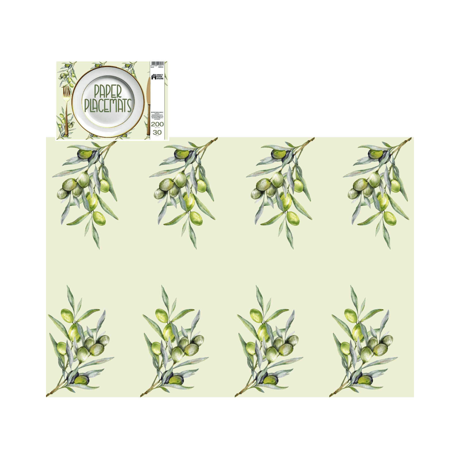 Direct Paper Olive Paper Placemats Pack of 30
