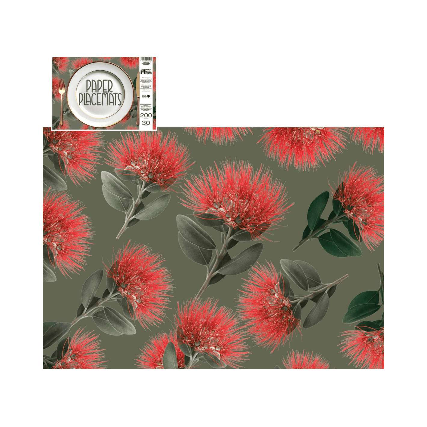 Direct Paper Pohutakawa Paper Placemats Pack of 30