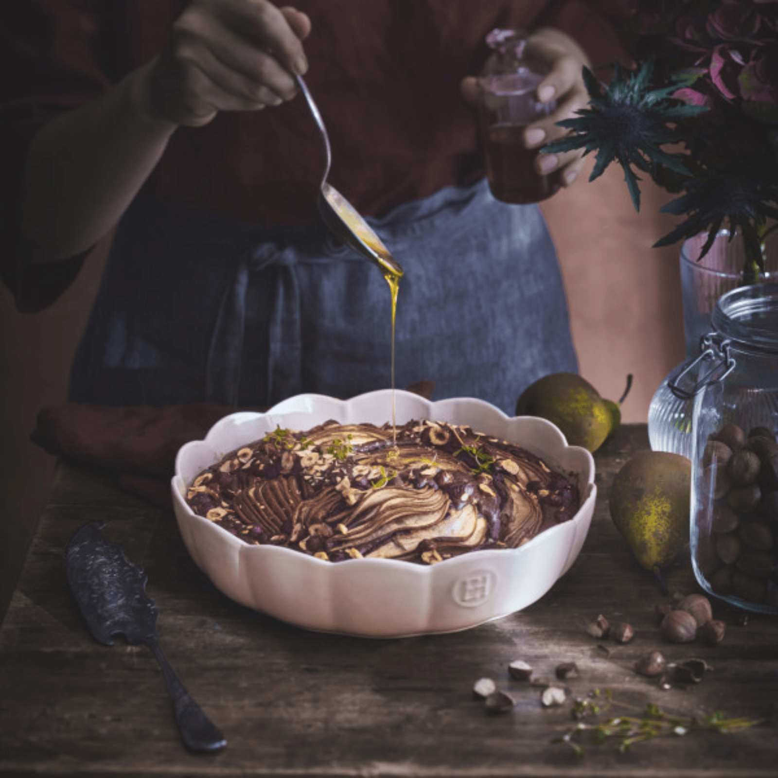 Emile Henry Madeleine Round Dish 27cm Rose Candy