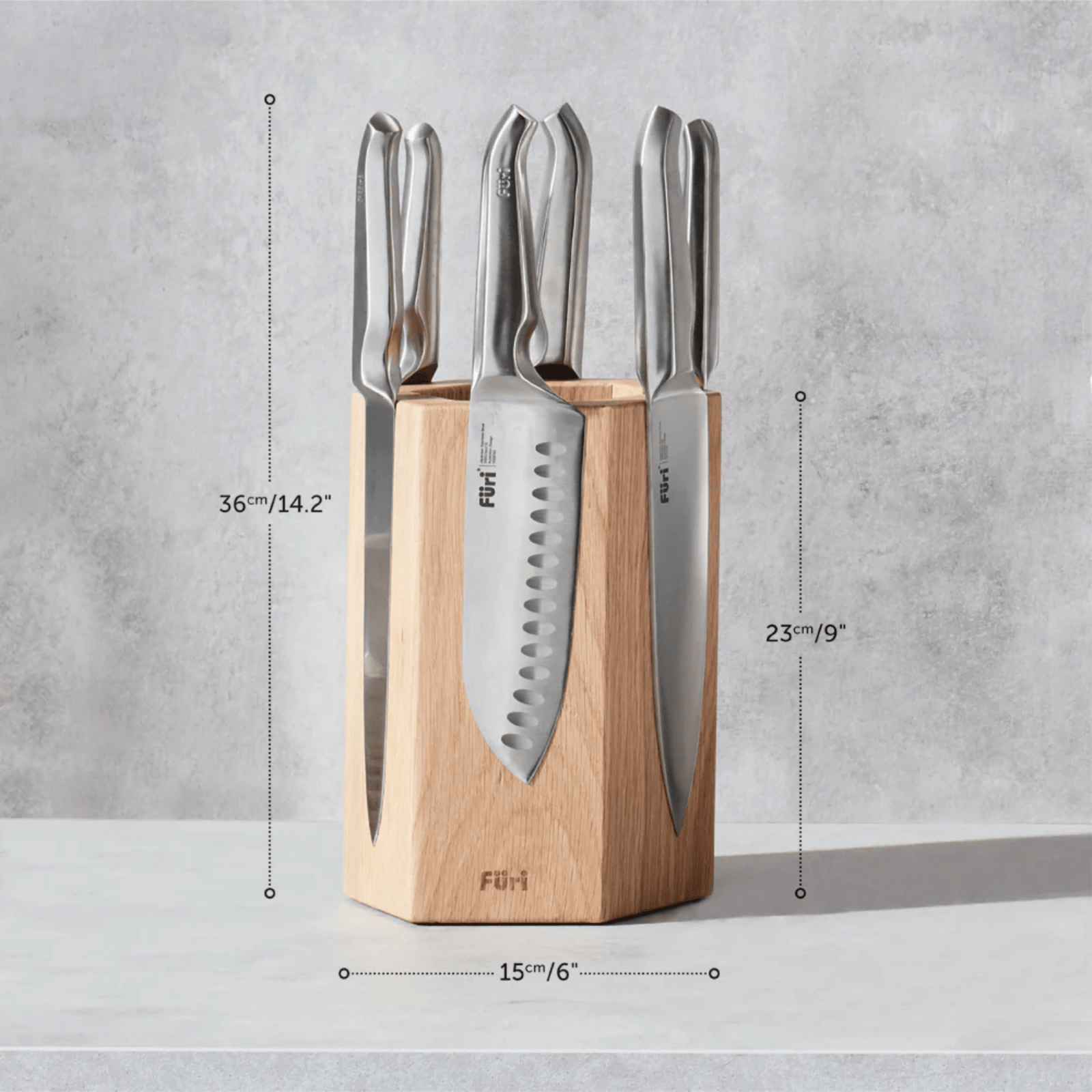 Furi Pro Magnetic Hexagonal Knife Block Set 7-Piece