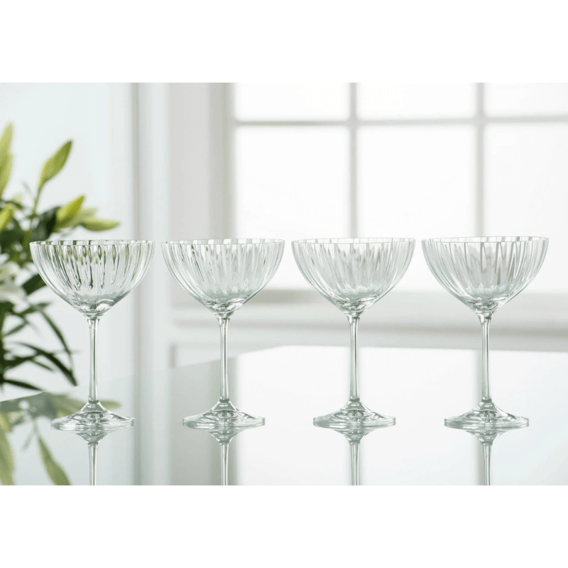 Galway Crystal Erne Saucer Champagne Set of 4