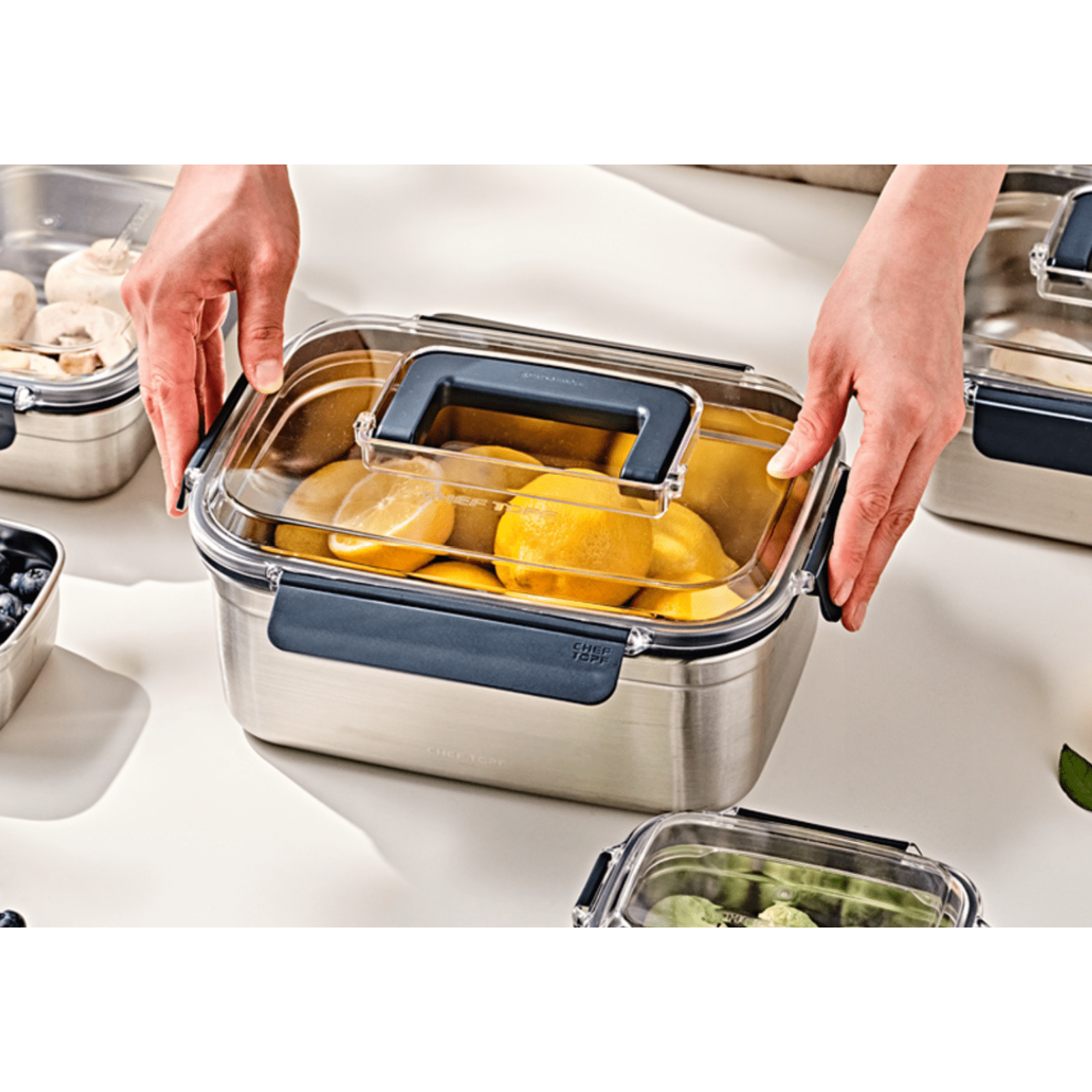Glasslock ChefTopf Stainless Steel Airtight Food Storage Container 1440ml