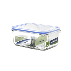 Glasslock Classic Duo Tempered Glass Rectangle Divided Container 1000ml