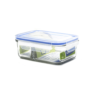 Glasslock Classic Duo Tempered Glass Rectangle Divided Container 670ml