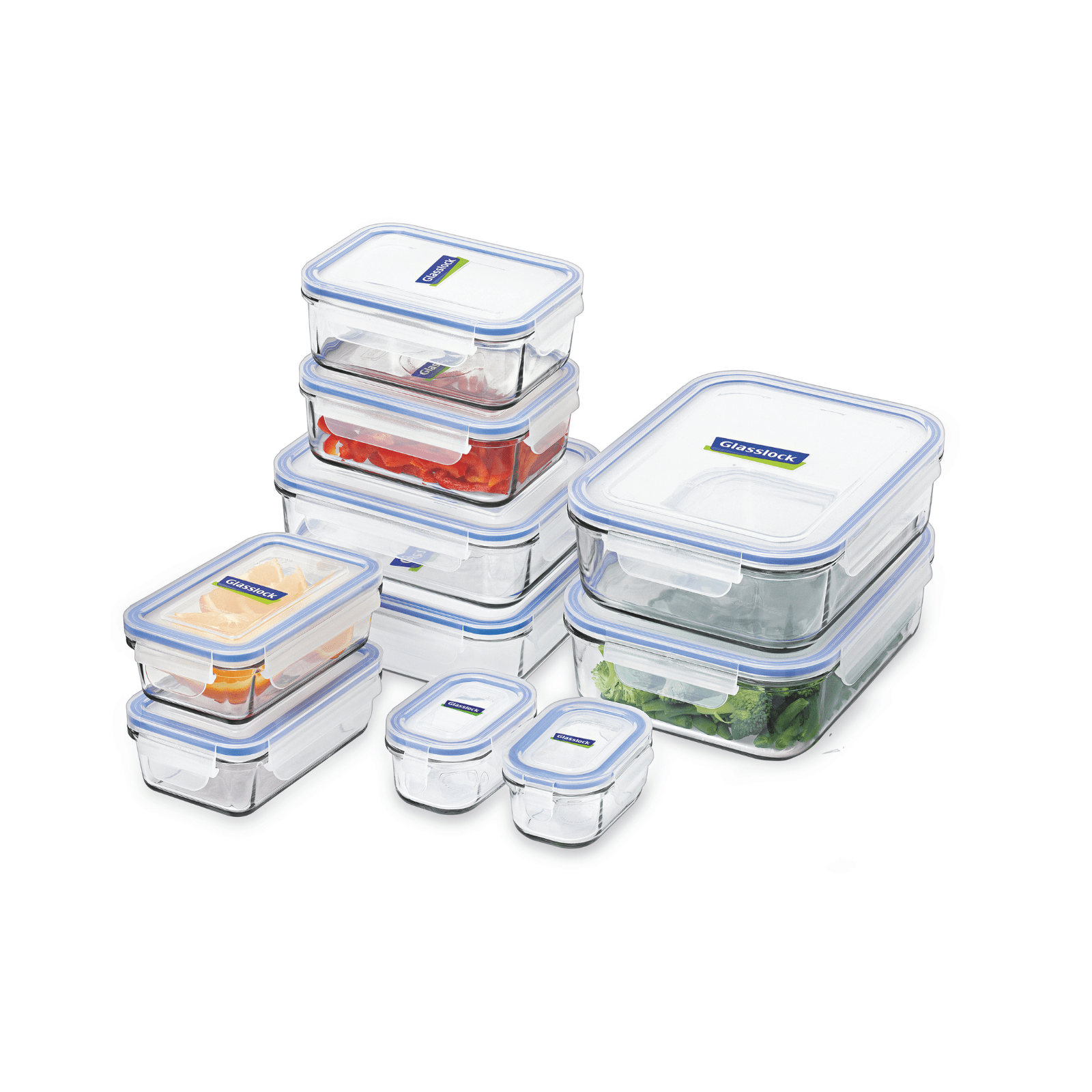 Glasslock Classic Tempered Glass Rectangle Container 10-Piece Set