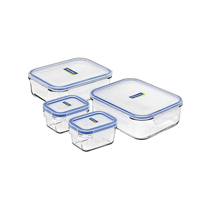 Glasslock Classic Tempered Glass Rectangle Container 4-Piece Set