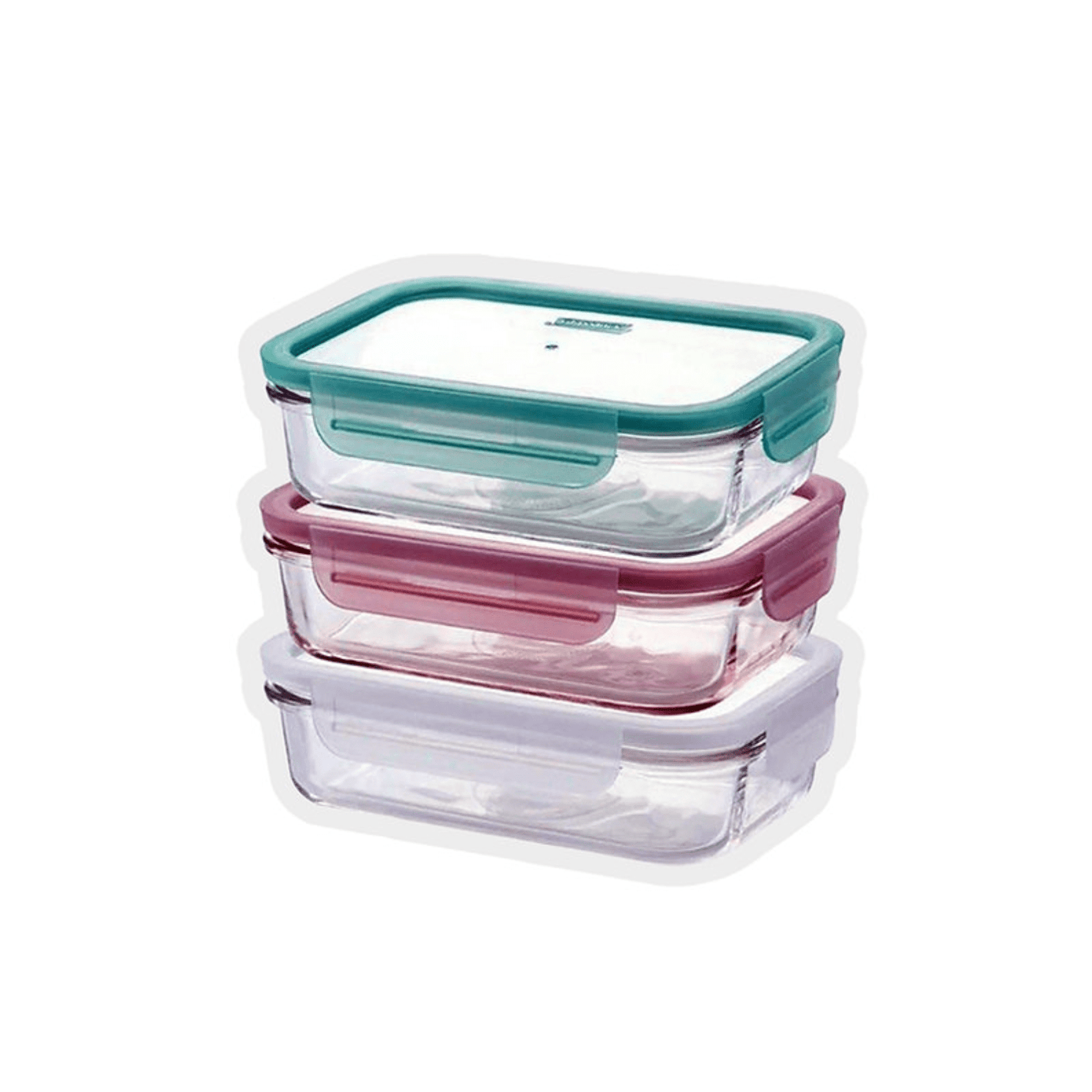 Glasslock Classic Tempered Glass Rectangle Container 400ml 3-Piece Set