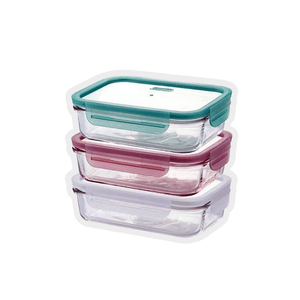Glasslock Classic Tempered Glass Rectangle Container 400ml 3-Piece Set