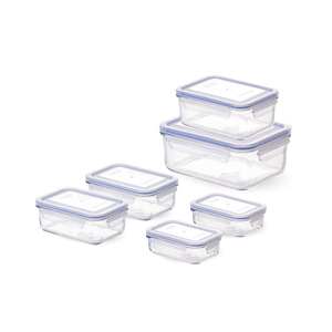 Glasslock Classic Tempered Glass Rectangle Container 6-Piece Set