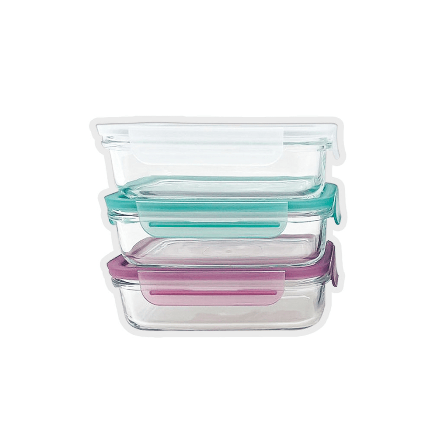 Glasslock Classic Tempered Glass Rectangle Container 715ml 3-Piece Set