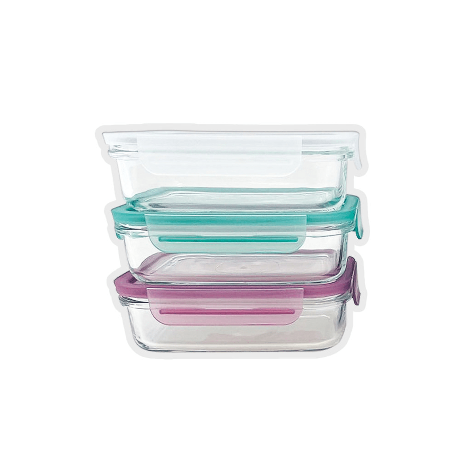 Glasslock Classic Tempered Glass Rectangle Container 715ml 3-Piece Set