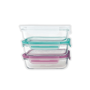 Glasslock Classic Tempered Glass Rectangle Container 715ml 3-Piece Set