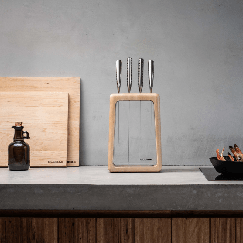GLOBAL Hashira Maple Knife Block Set 5-Piece