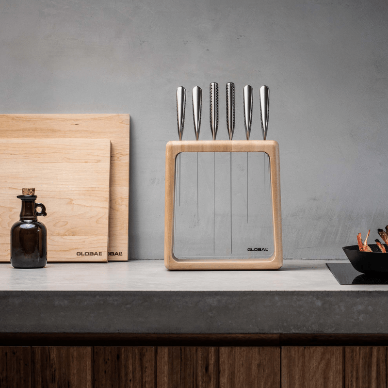 GLOBAL Hashira Maple Knife Block Set 7-Piece