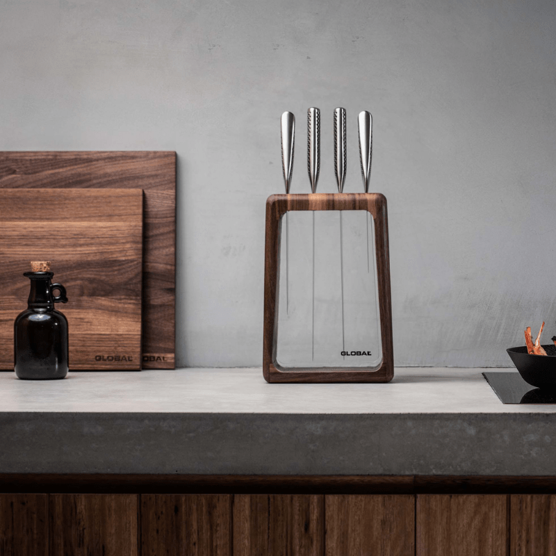 GLOBAL Hashira Walnut Knife Block Set 5-Piece