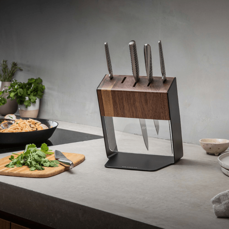 GLOBAL Katana Walnut Knife Block Set 6-Piece