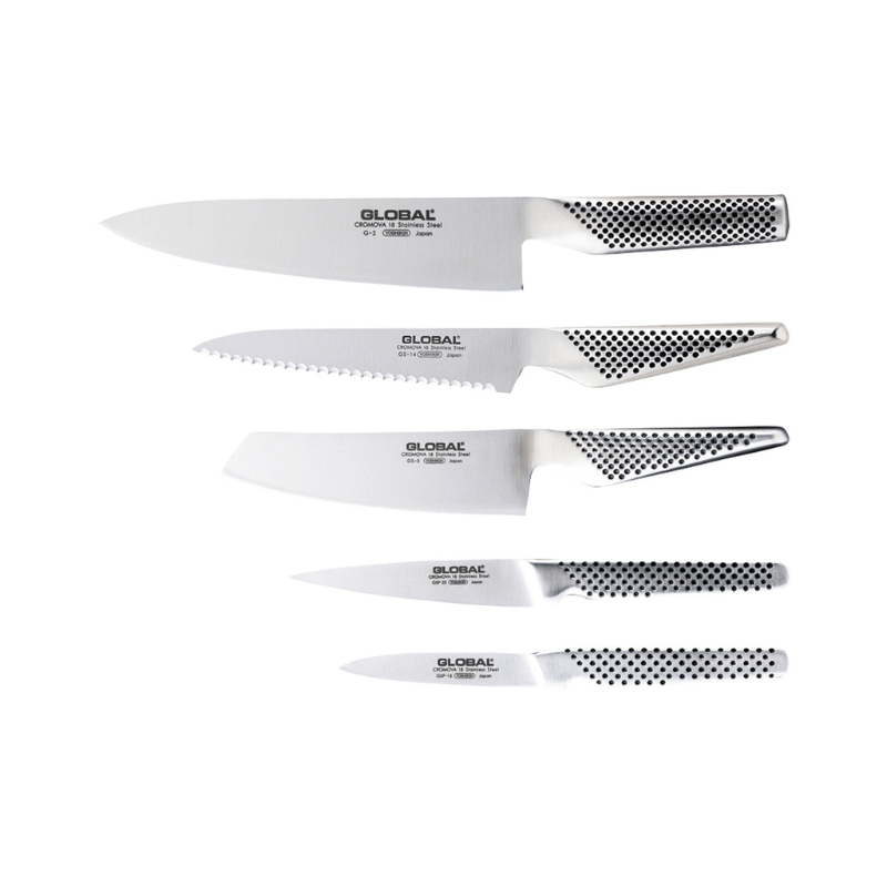 GLOBAL Katana Walnut Knife Block Set 6-Piece