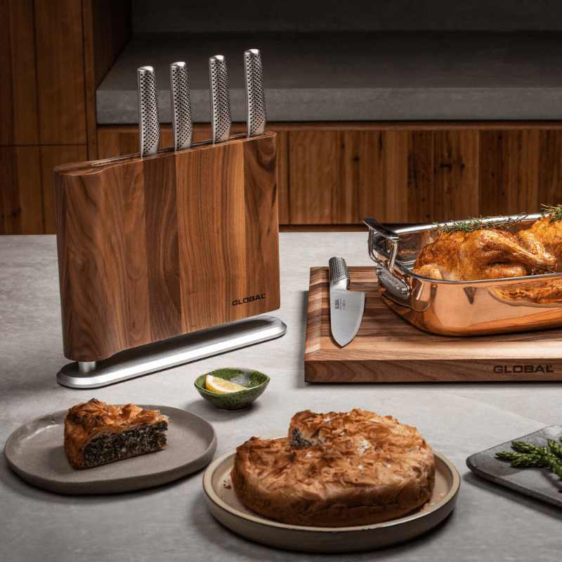 GLOBAL UKU Walnut Knife Block Set 6-Piece