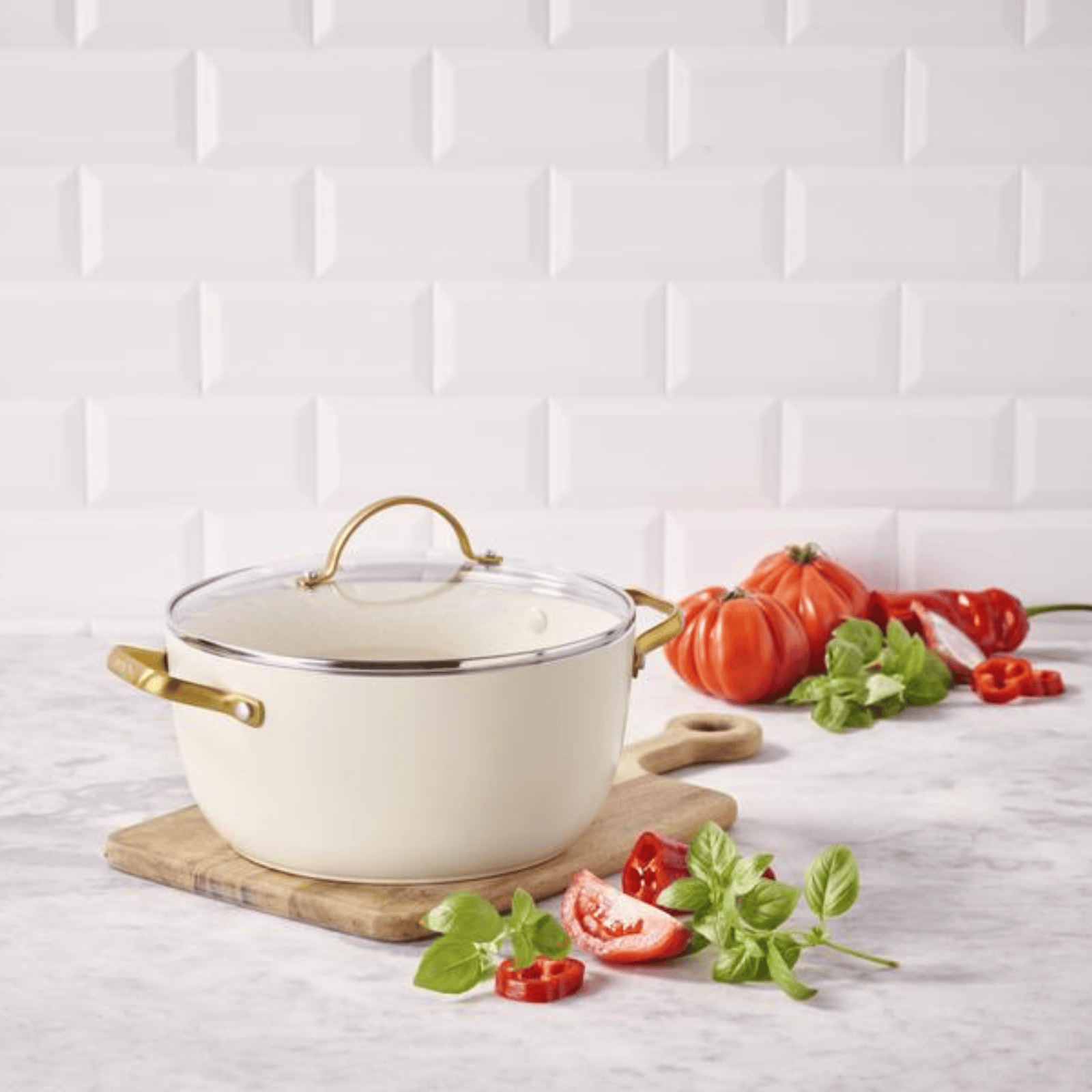 GreenPan Padova Non-Stick Casserole 24cm Cream