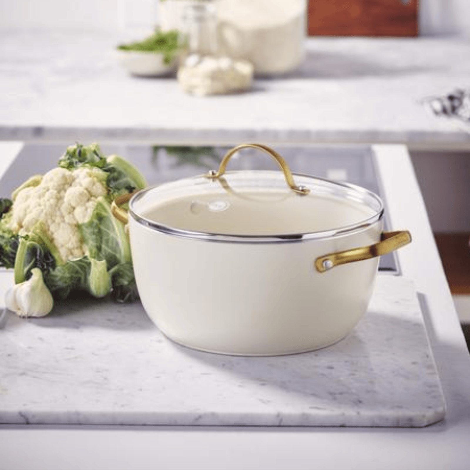 GreenPan Padova Non-Stick Cookware Set 10-Piece Cream