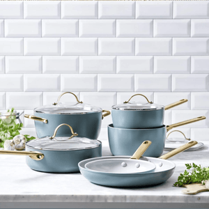 GreenPan Padova Non-Stick Cookware Set 10-Piece Smokey Sky Blue