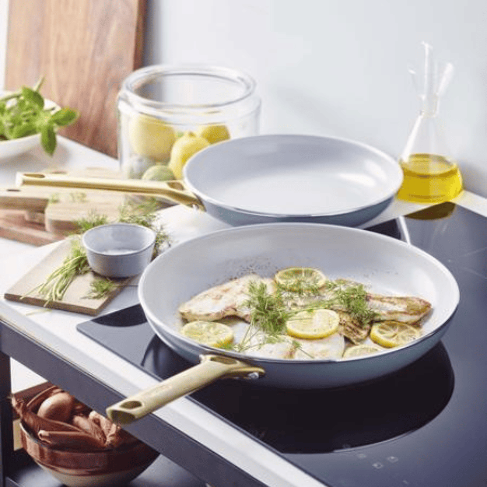 GreenPan Padova Non-Stick Frying Pan Set 26cm + 30cm Smokey Sky Blue