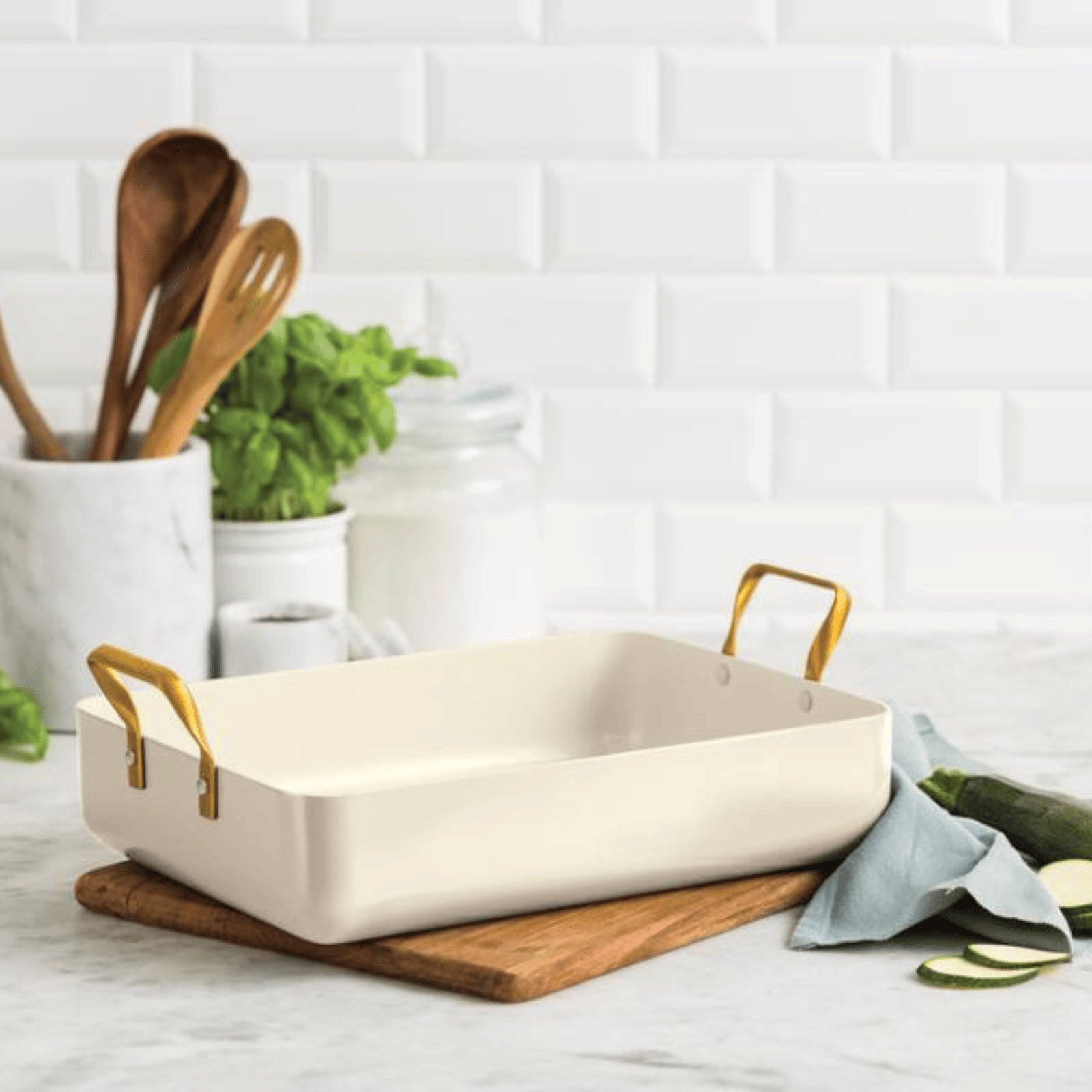GreenPan Padova Non-Stick Roasting Pan 35cm x 25cm Cream