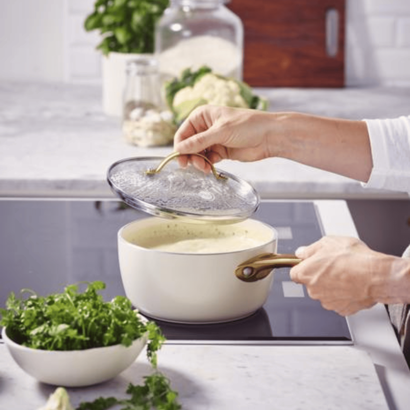 GreenPan Padova Non-Stick Saucepan 18cm Cream