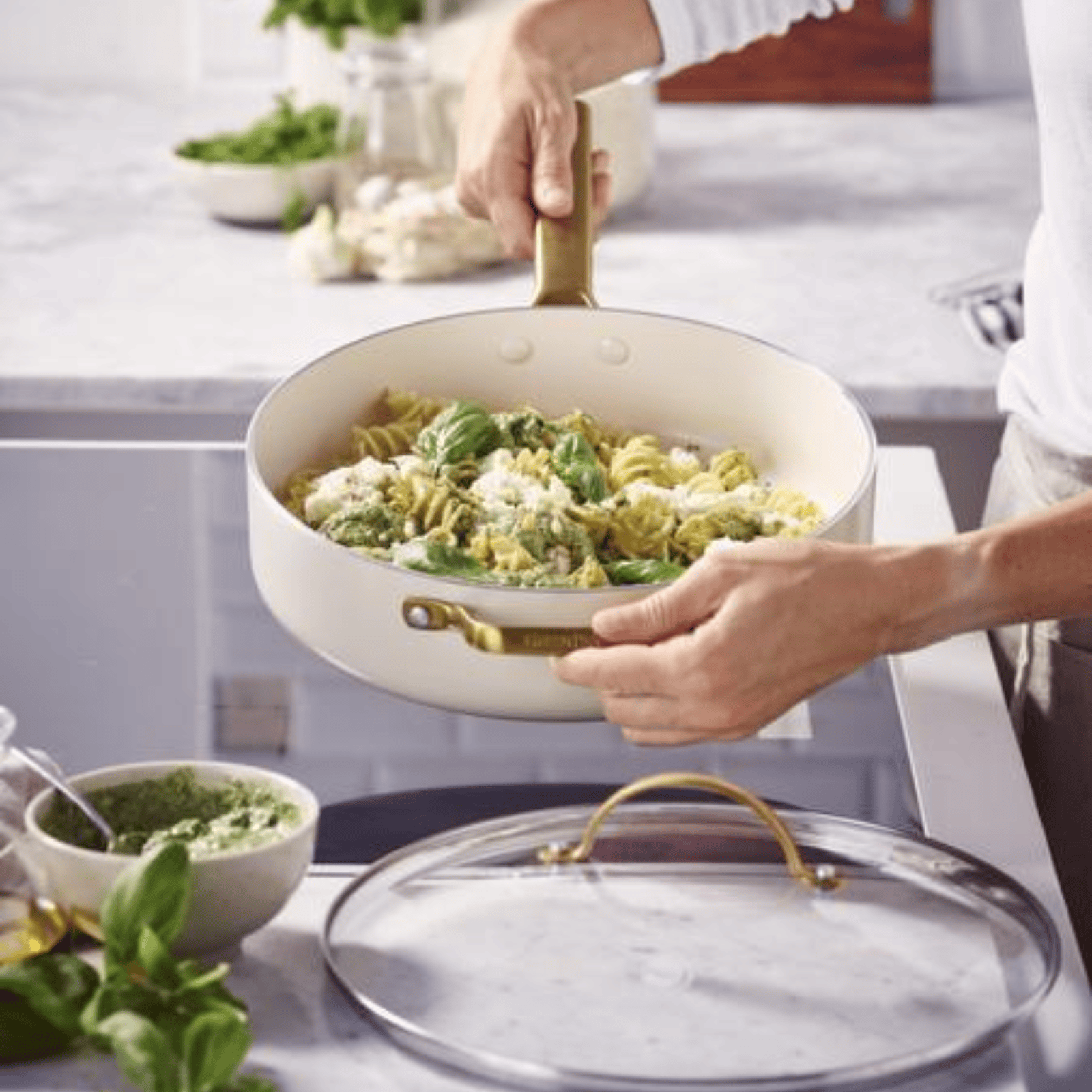 GreenPan Padova Non-Stick Saute Pan 28cm Cream