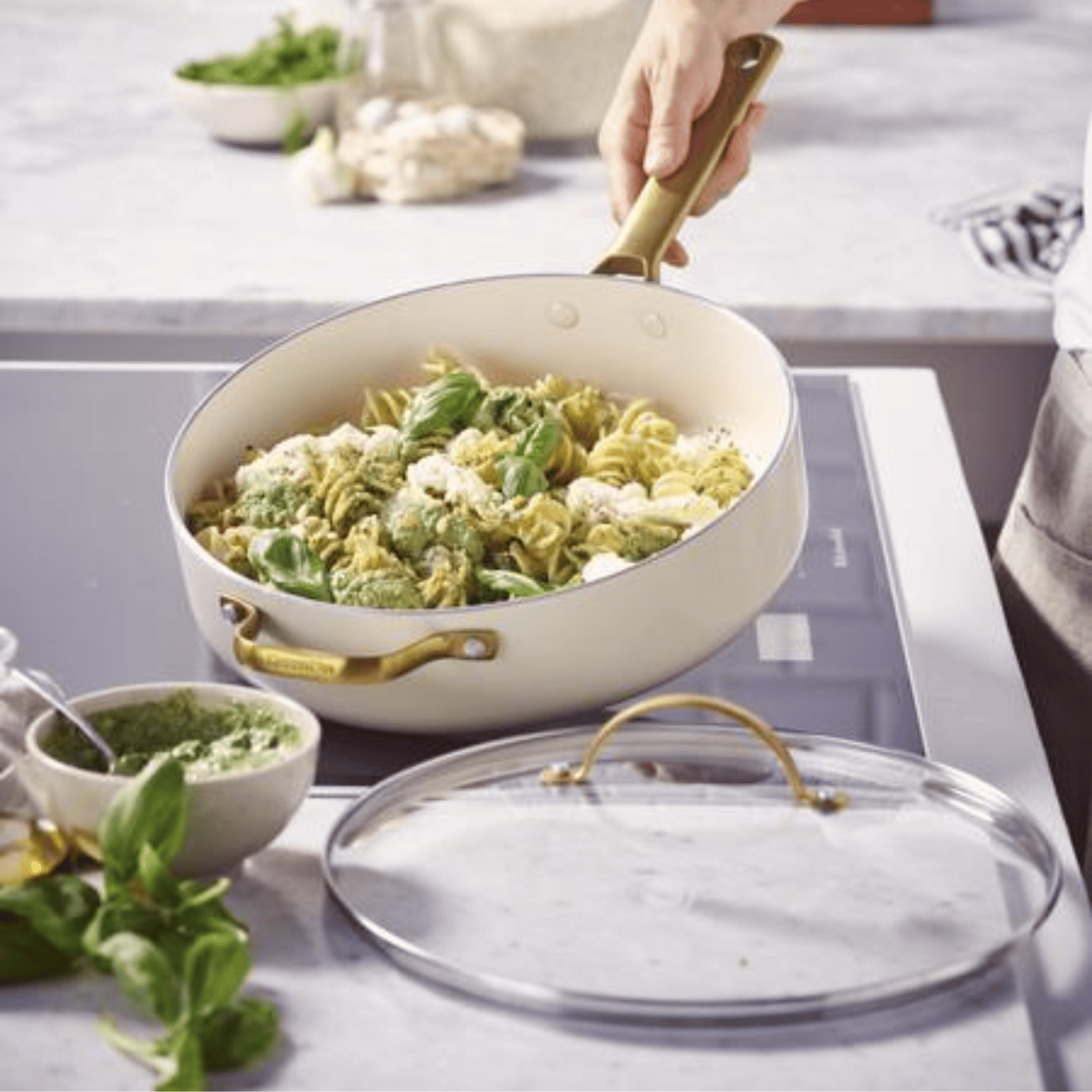 GreenPan Padova Non-Stick Saute Pan 28cm Cream
