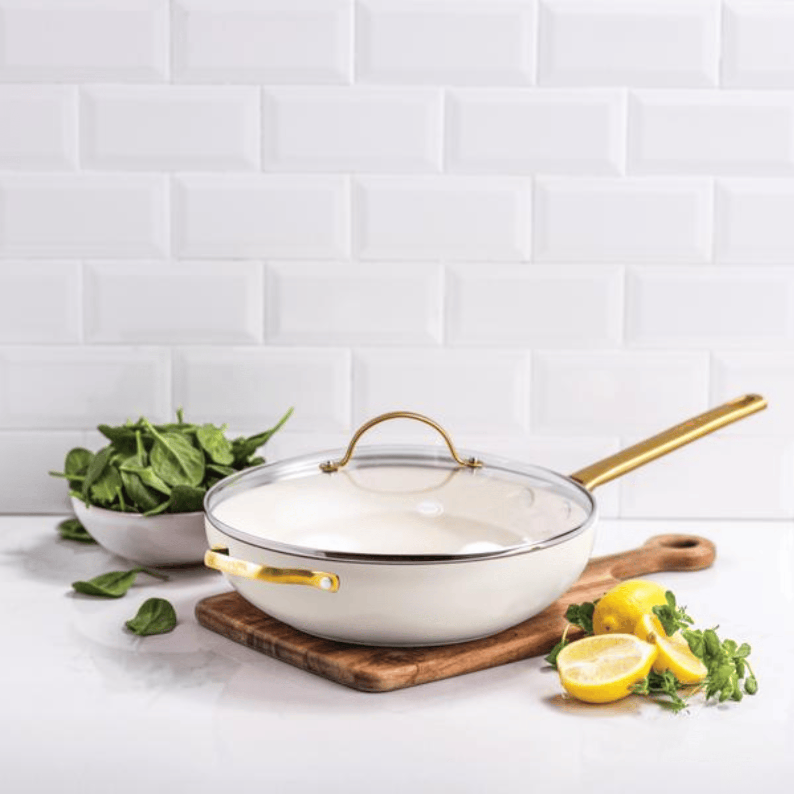 GreenPan Padova Non-Stick Wok 32cm Cream