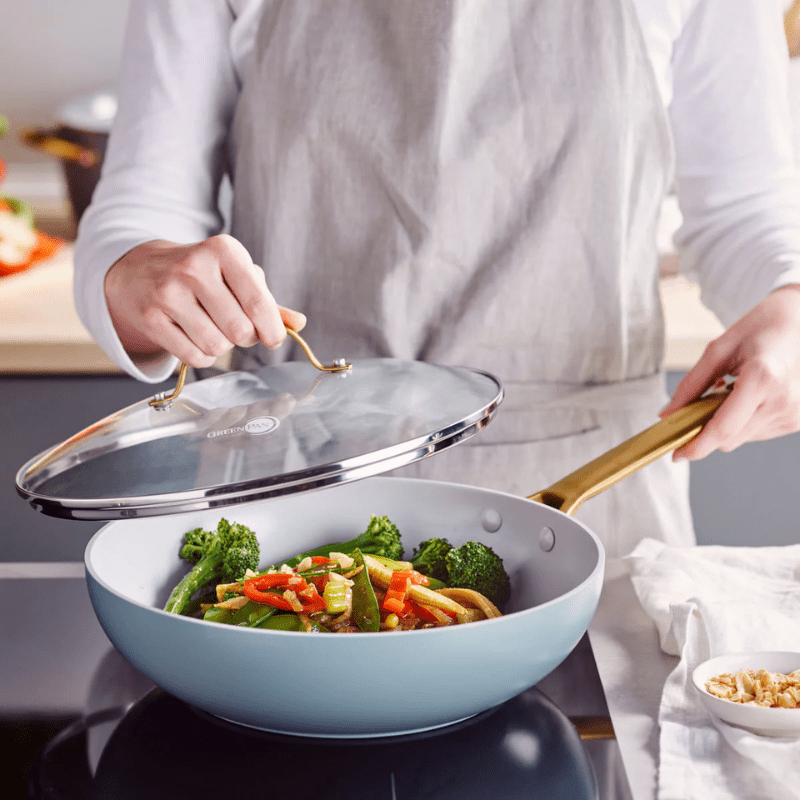 GreenPan Padova Wok 28cm Smokey Sky Blue