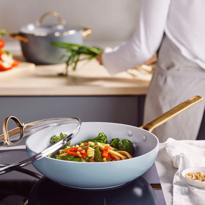 GreenPan Padova Wok 28cm Smokey Sky Blue