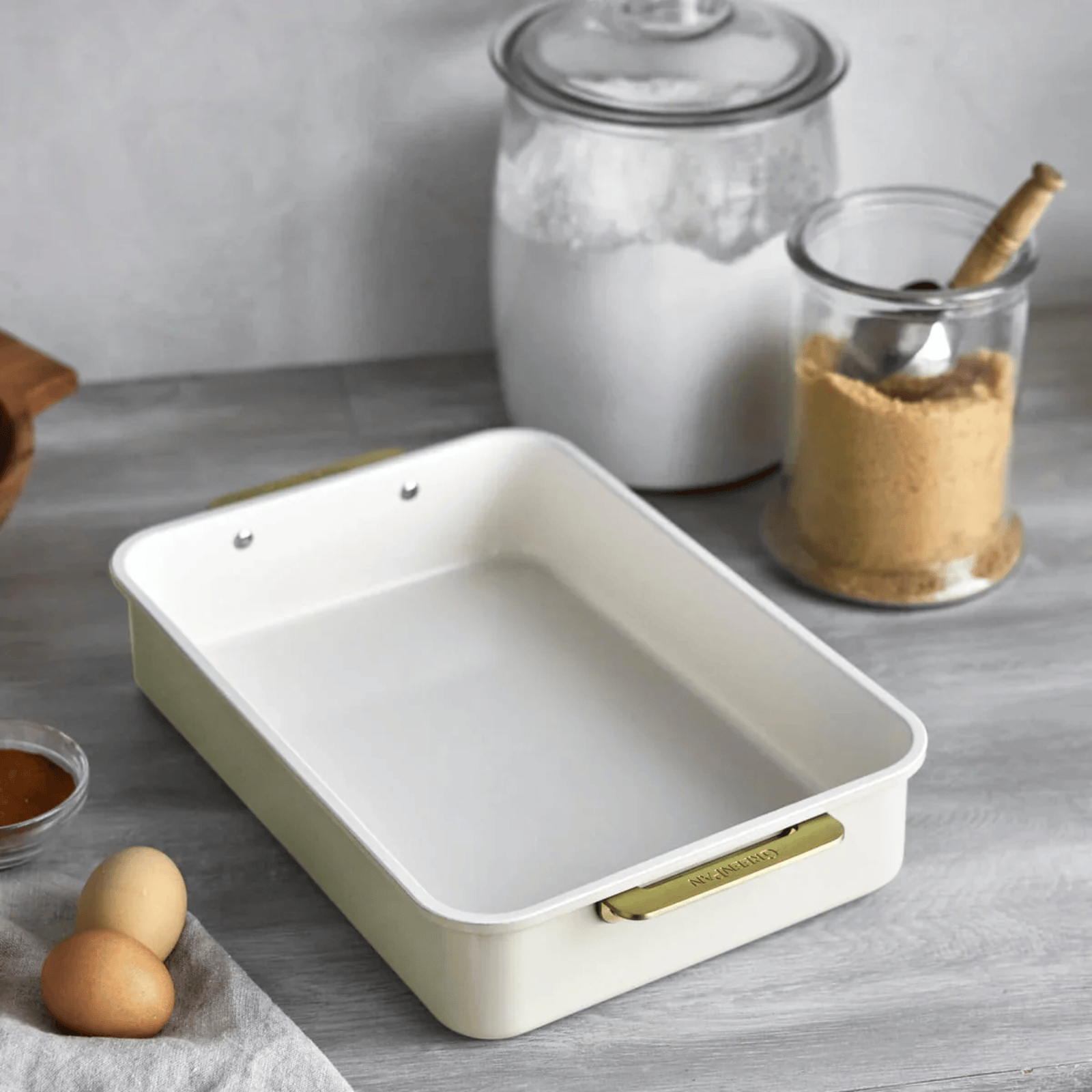 GreenPan Reserve Non-Stick Rectangular Pan 30cm x 25cm Cream White