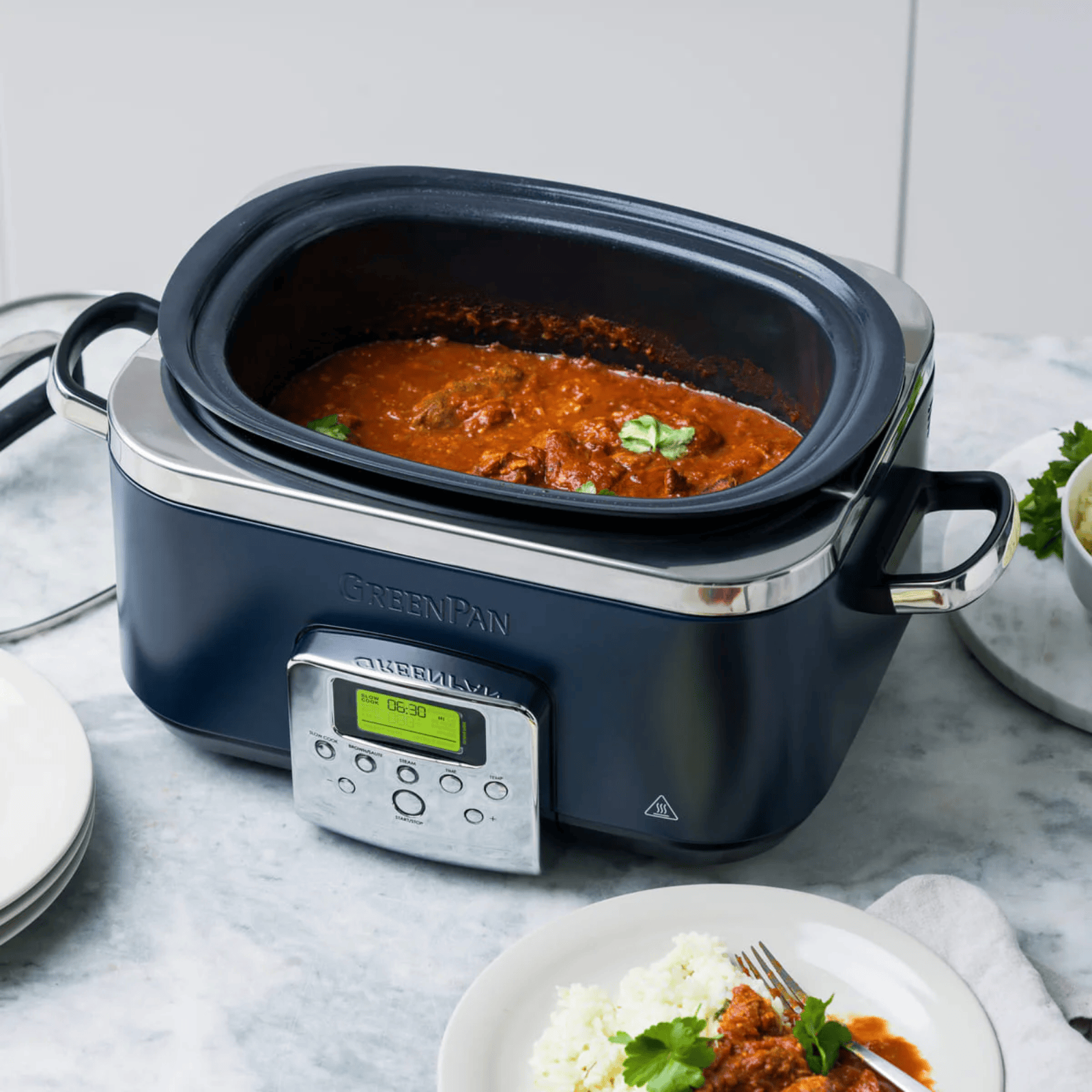 GreenPan Slow Cooker 6L Oxford Blue