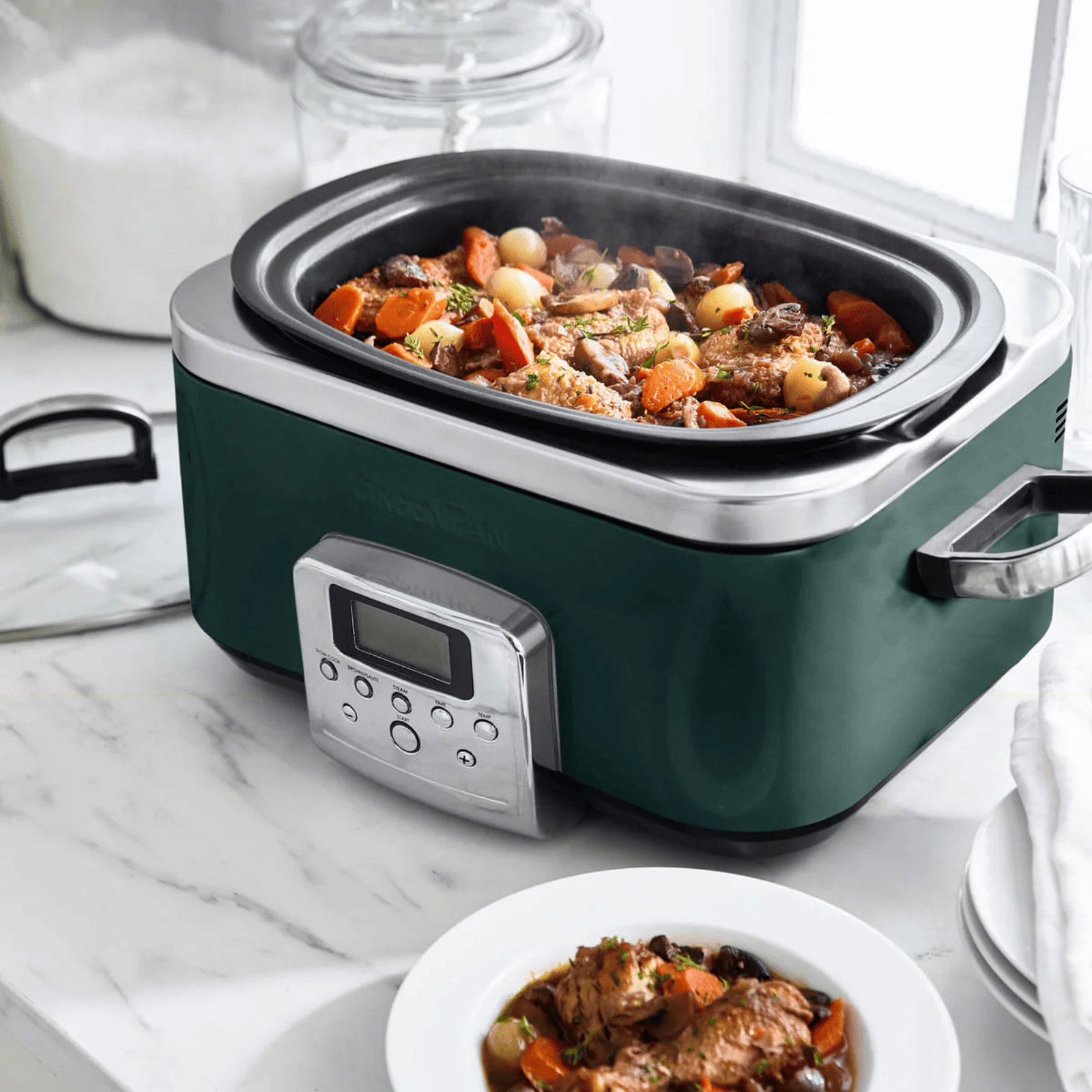 GreenPan Slow Cooker 6L Pine Green
