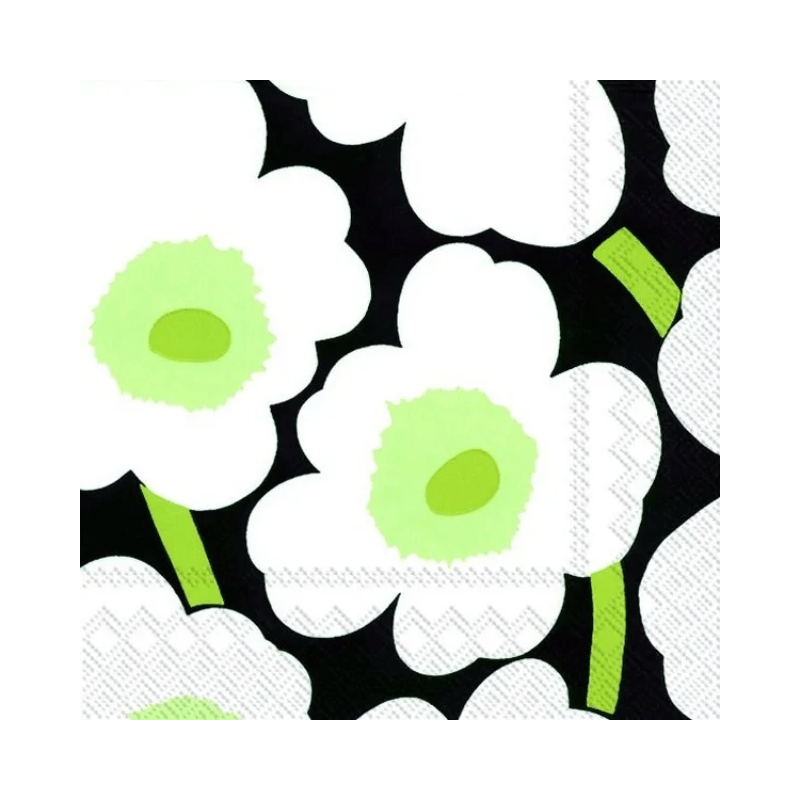 IHR Cocktail Marimekko Unikko Black Napkins Pack of 20