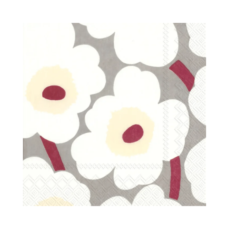 IHR Cocktail Marimekko Unikko Grey Cream Napkins Pack of 20