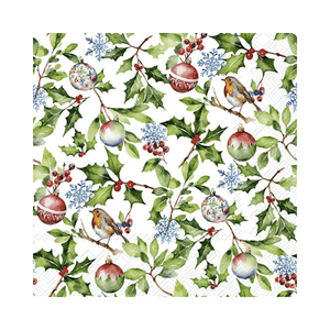 IHR Luncheon Christmas Holly Napkins Pack of 20