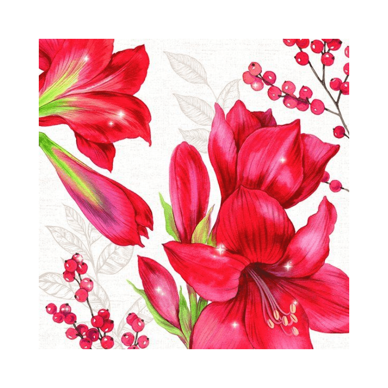 IHR Luncheon Elegant Amaryllis Napkins Pack of 20