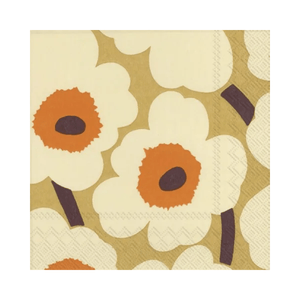 IHR Luncheon Marimekko Unikko Orange Cream Napkins Pack of 20