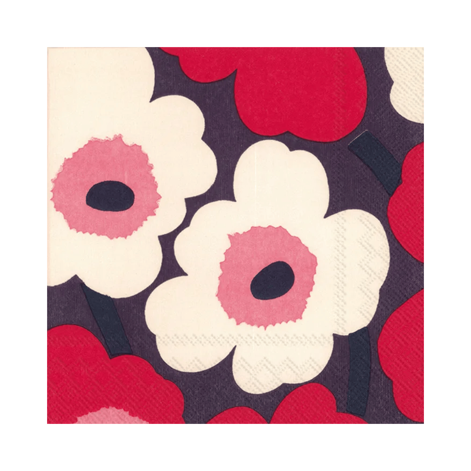 IHR Luncheon Marimekko Unikko Red Cream Napkins Pack of 20