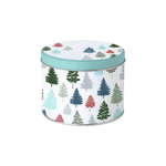 IHR Round Cookie Tin Nordic Forest Blue Green 11cm