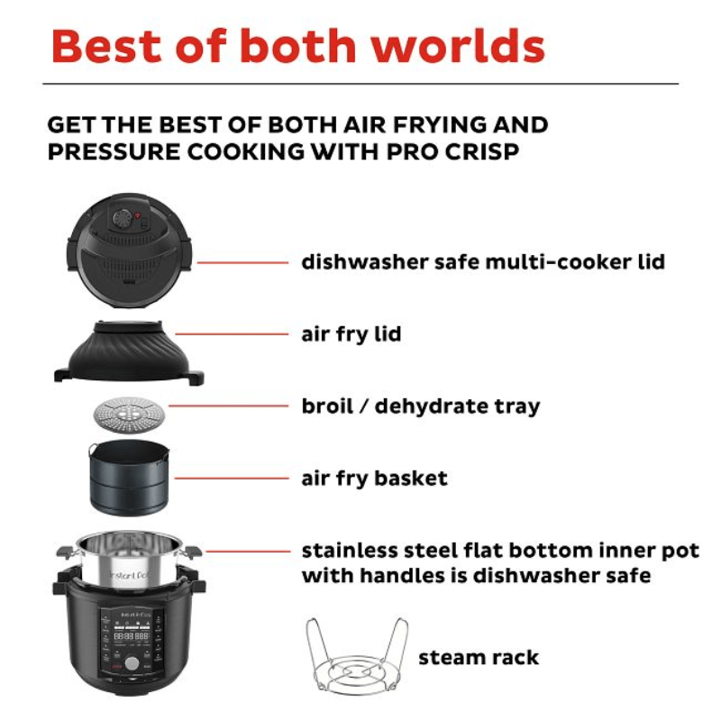 Instant Pot Pro Crisp 11-in-1 Air Fryer & Pressure Cooker Combo 8L