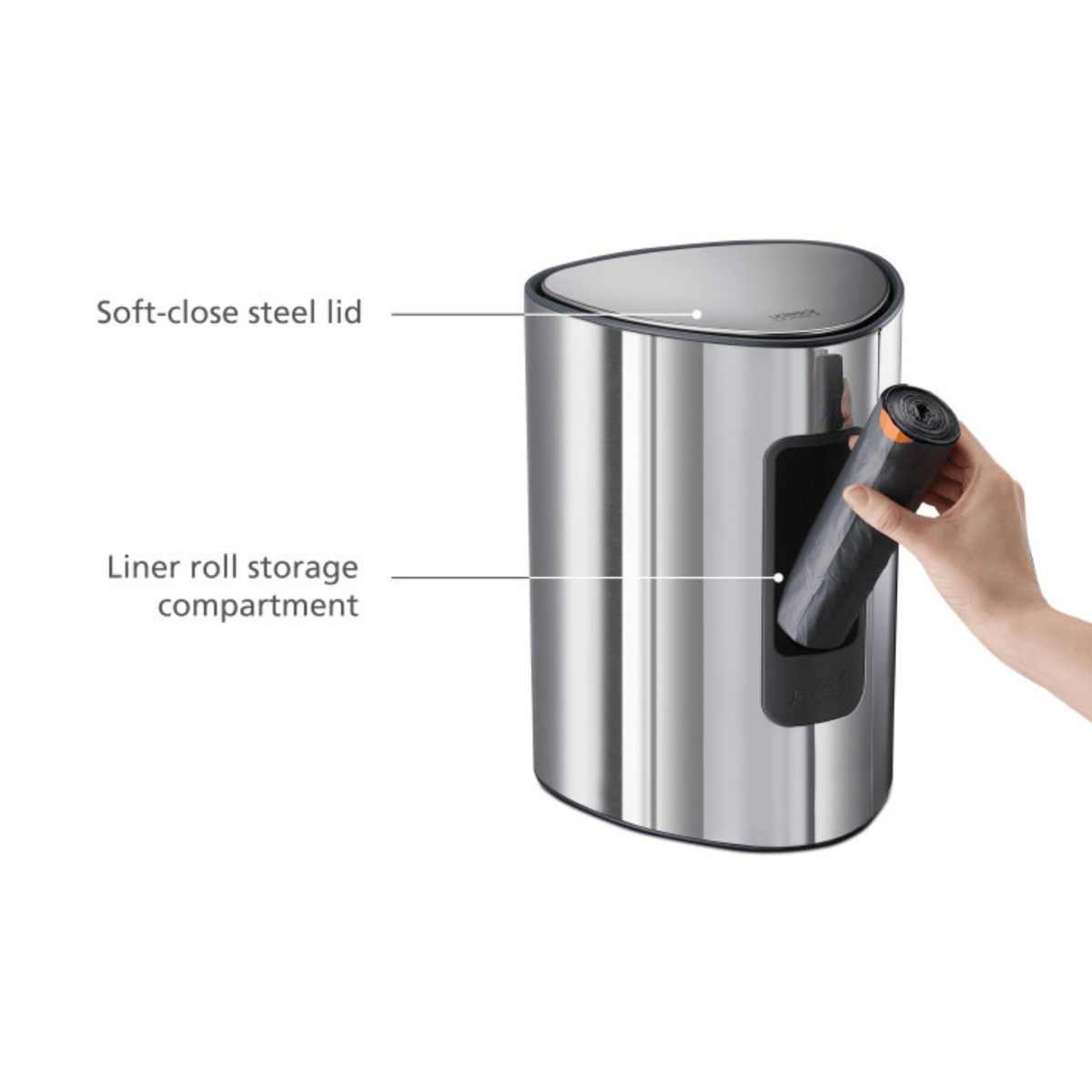 Joseph Joseph EasyStore Luxe 5L Bathroom Bin Stainless-Steel