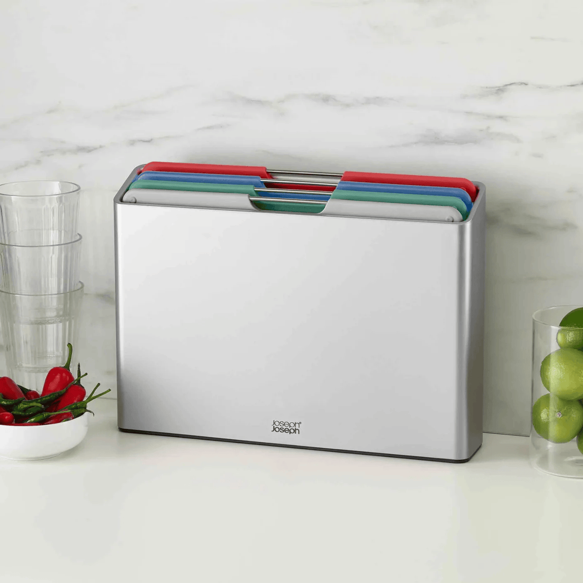 Joseph Joseph Folio Chopping Board Set 4-Piece Coast Silver